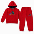 Red Adidas hoodie and tracksuit set for boys by Lil' Cubs, includes a cozy winter hoodie and matching pants for ages 1 to 12.