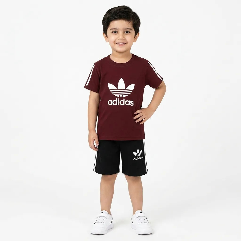 Boys Red & Black Adidas Summer Coord Set (2 Piece) Age 1 - 12 Years