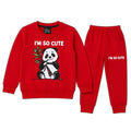 Boys Red Cute Panda Winter Coord Set (2 Piece) - Size 1 - 12 Years