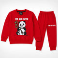 Boys Red Cute Panda Winter Coord Set (2 Piece) - Size 1 - 12 Years