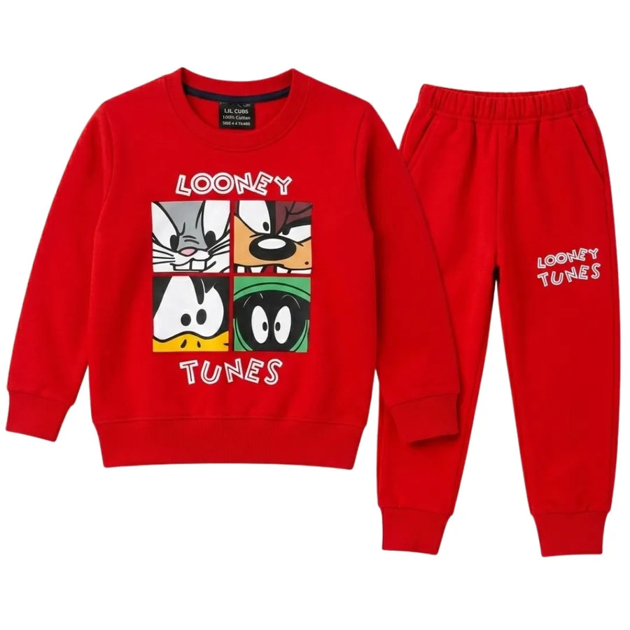 Boys Red Looney Tunes Winter Coord Set (2 Piece) - Size 1 - 12 Years