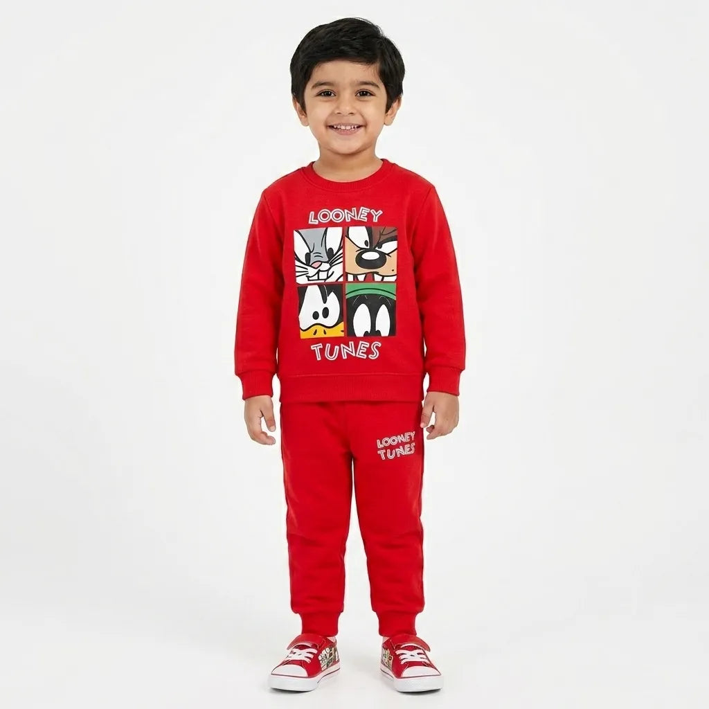 Boys Red Looney Tunes Winter Coord Set (2 Piece) - Size 1 - 12 Years