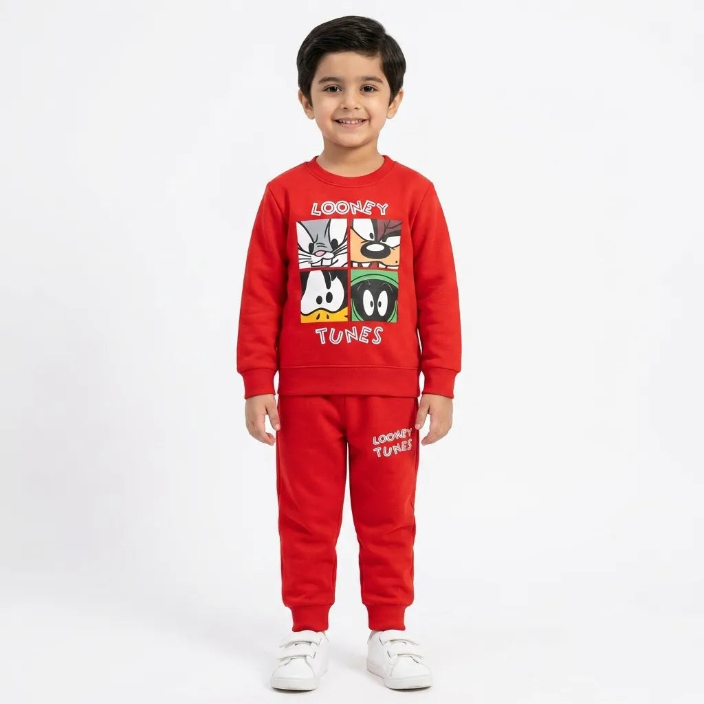 Boys Red Looney Tunes Winter Coord Set (2 Piece) - Size 1 - 12 Years