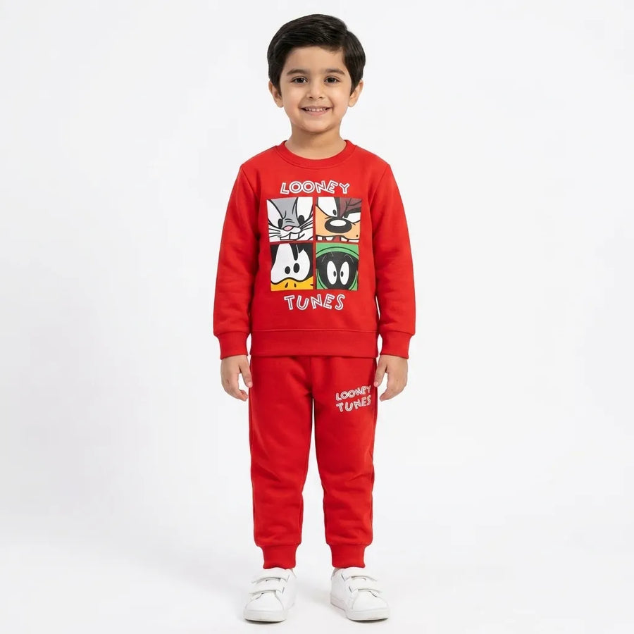 Boys Red Looney Tunes Winter Coord Set (2 Piece) - Size 1 - 12 Years
