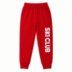 Boys red Mickey Ski Club winter fleece coord set with graphic top and matching pants for ages 1 to 12 years.