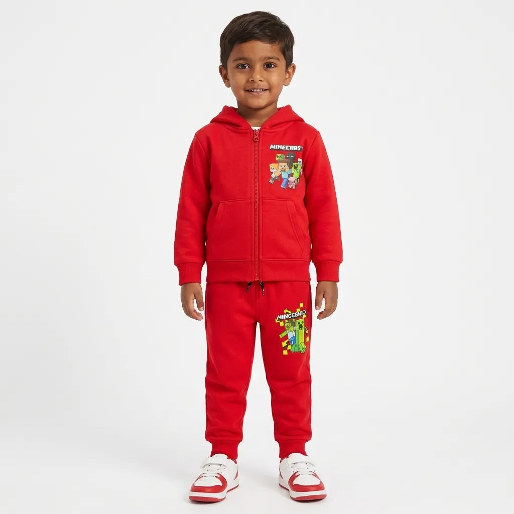 Boys Red MineCraft Fleece Winter Coord Set (2 Piece) - Size 1 - 10 Years
