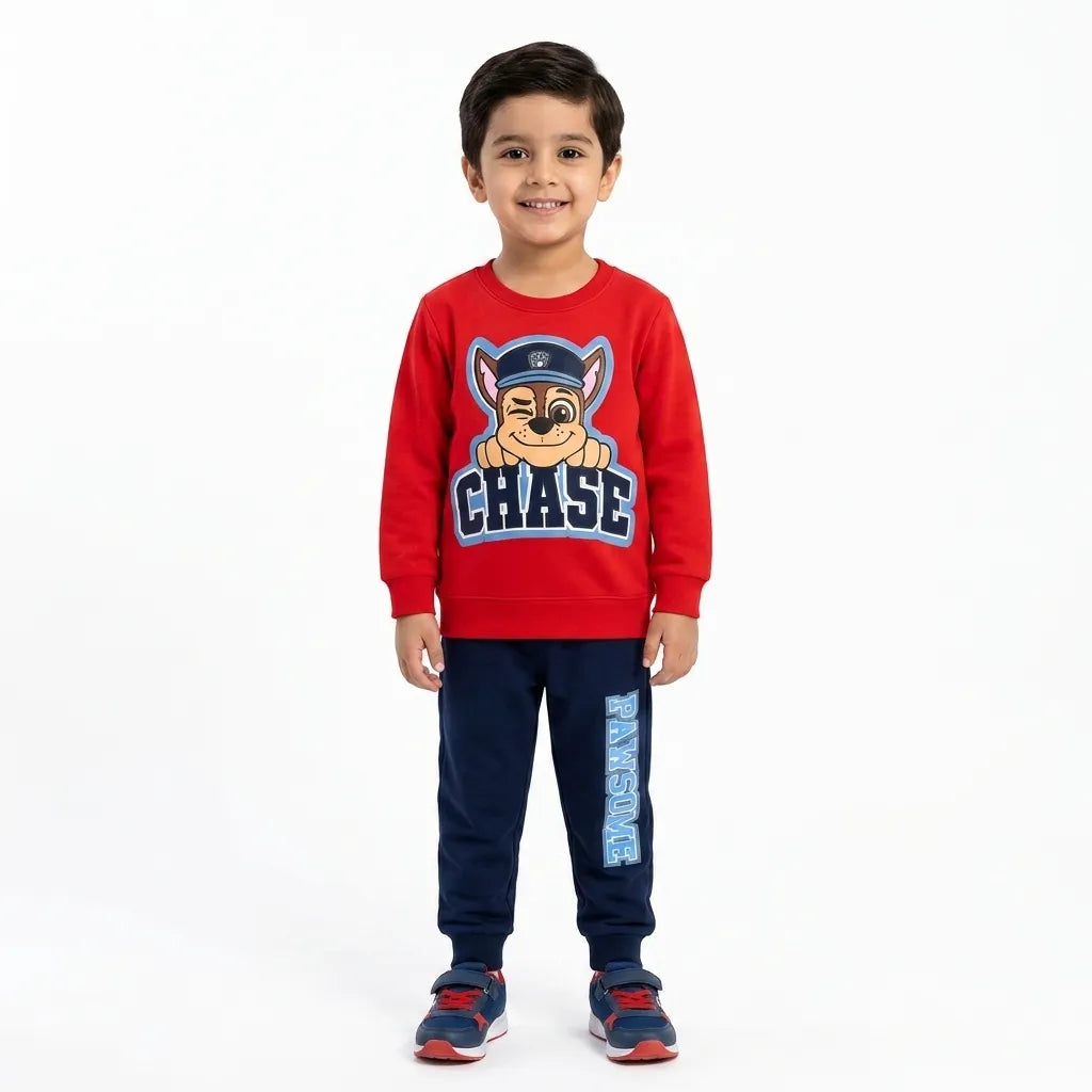Boys Red & Navy Blue Chase Paw Team Winter Coord Set (2 Piece) - Size 1 - 12 Years