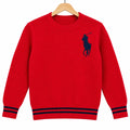 Boys Red Polo Print Winter Sweater Round Neck (Size 3 - 6 Years)