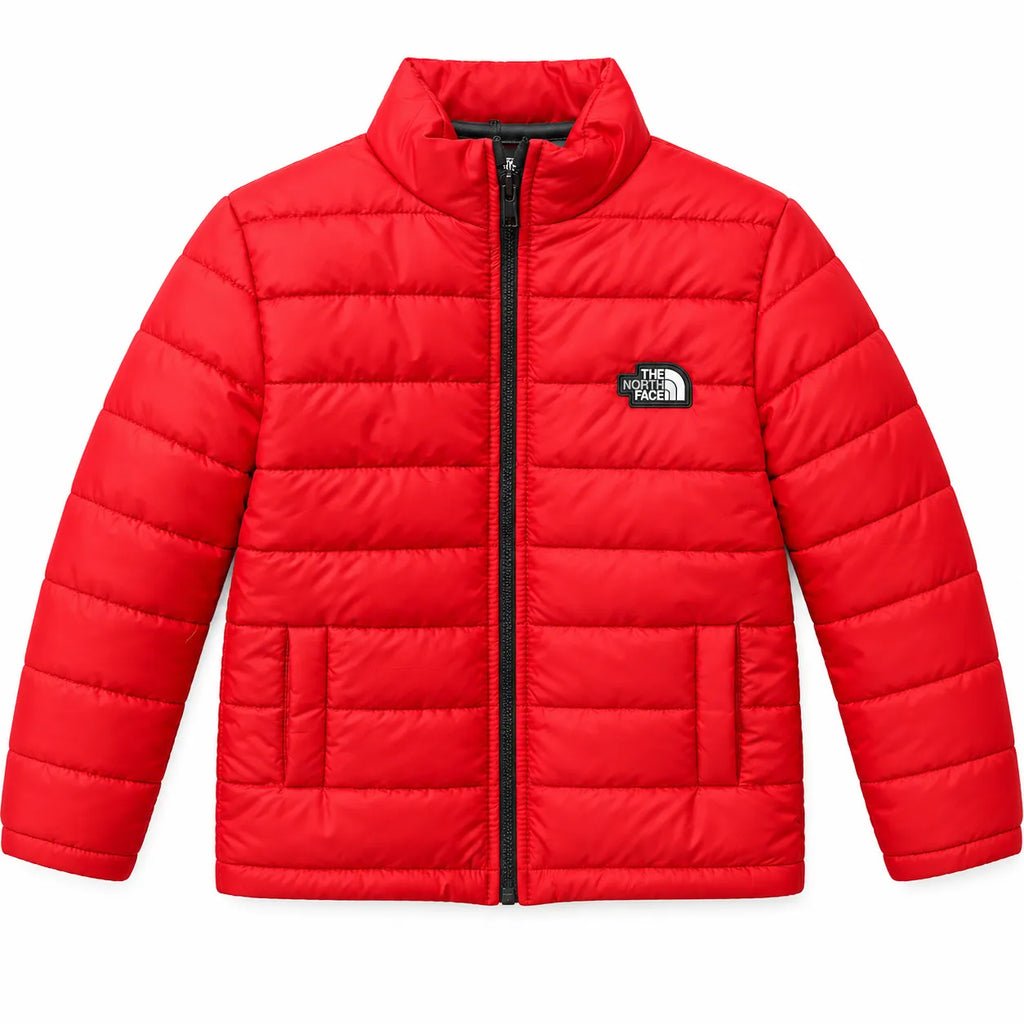 Boys Red Puffer Jacket – The North Face Print (Size 2 - 7 Years)
