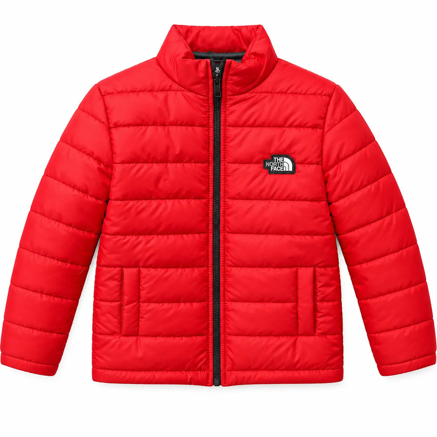 Boys Red Puffer Jacket – The North Face Print (Size 2 - 7 Years)