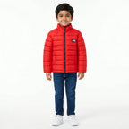 Boys Red Puffer Jacket – The North Face Print (Size 2 - 7 Years)