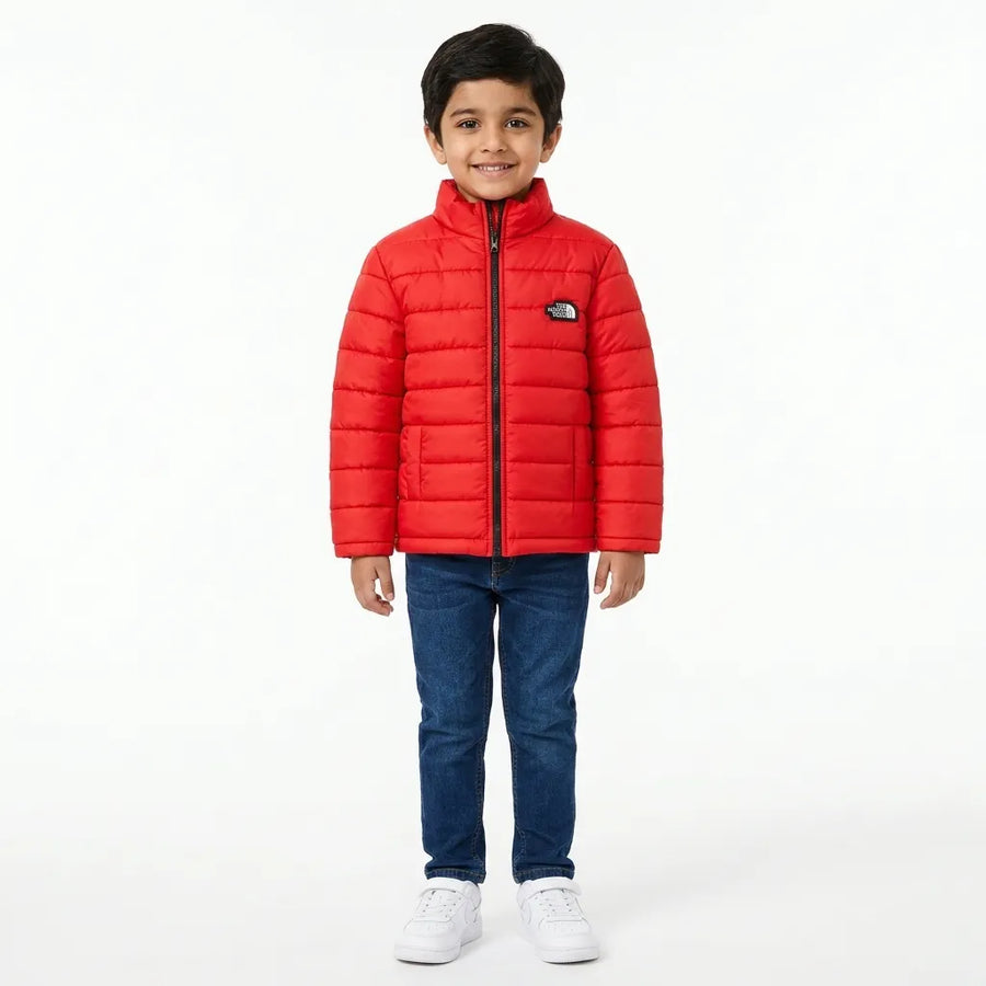 Boys Red Puffer Jacket – The North Face Print (Size 2 - 7 Years)