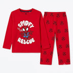Boys red Spidey summer coord set by Lil' Cubs, 2-piece outfit with Spiderman print for ages 1 to 12 years.