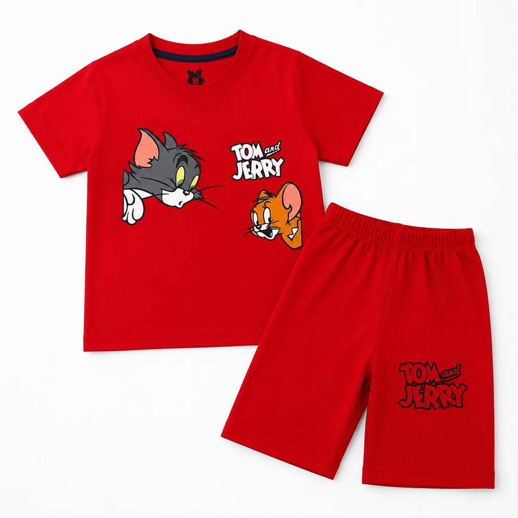 Boys Red Tom & Jerry Summer Coord Set (1–12 Years)