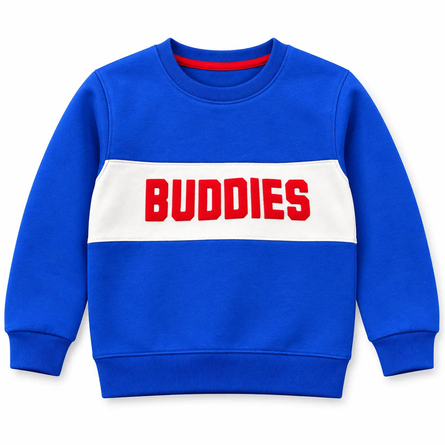 Boys Royal Blue Buddies Winter Sweatshirt (Size 9 Months - 12 Years)