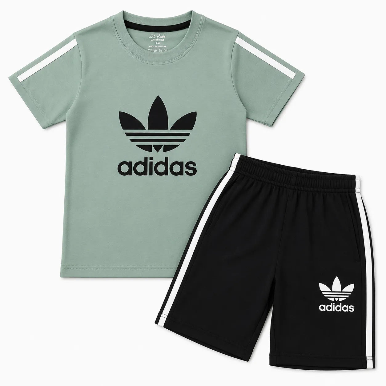 Boys Sea Green & Black Adidas Summer Coord Set (2 Piece) Age 1 - 12 Years