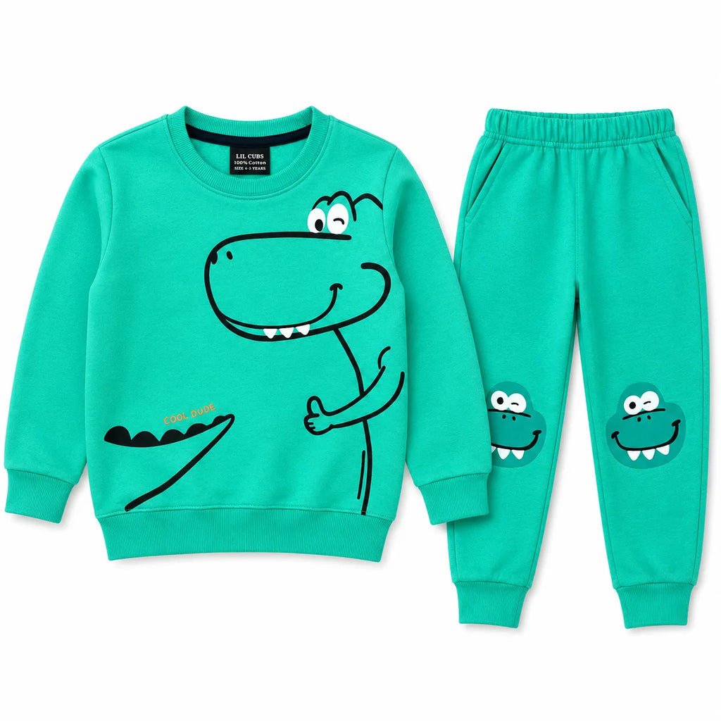 Boys Sea Green Crocodile Winter Coord Set (2 Piece) - Size 1 - 12 Years