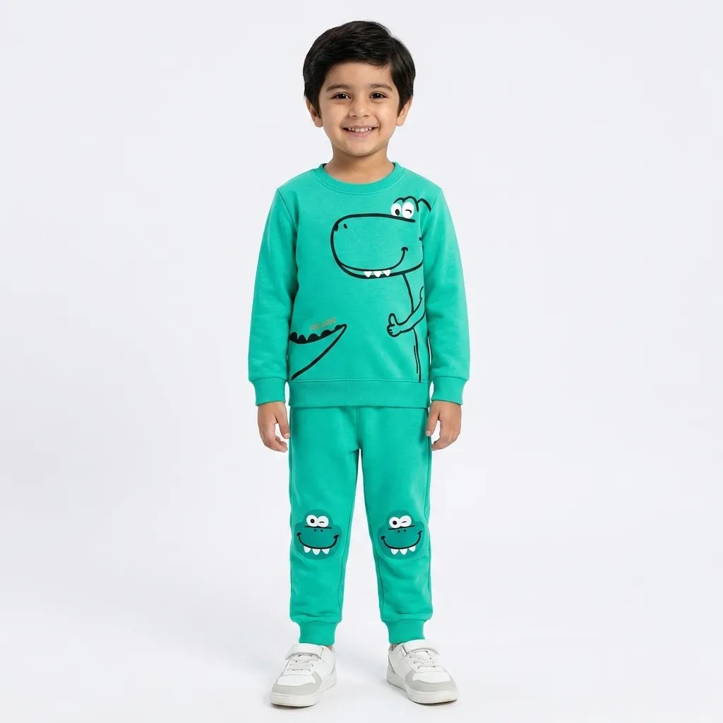 Boys Sea Green Crocodile Winter Coord Set (2 Piece) - Size 1 - 12 Years