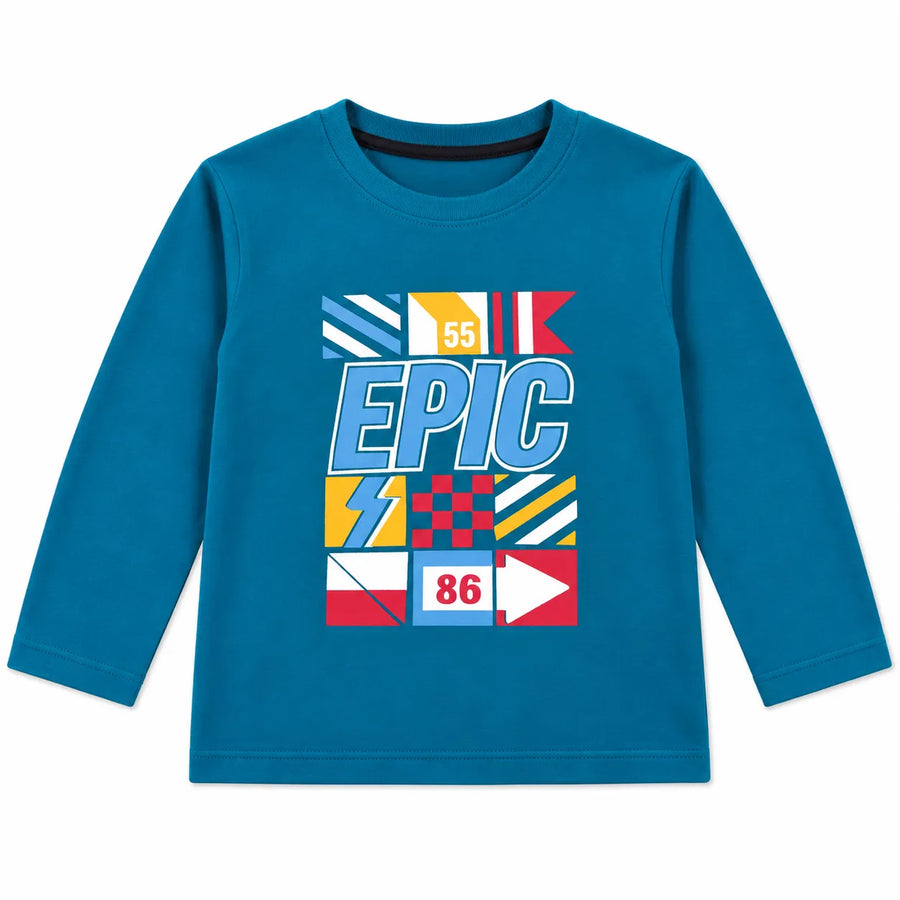 Boys Sea Green EPIC Full Sleeves Cotton T-Shirt (Size 9 Months - 12 Years)