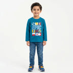 Boys sea green EPIC full sleeves cotton T-shirt by Lil' Cubs, featuring a comfortable fit for ages 9 months to 12 years.