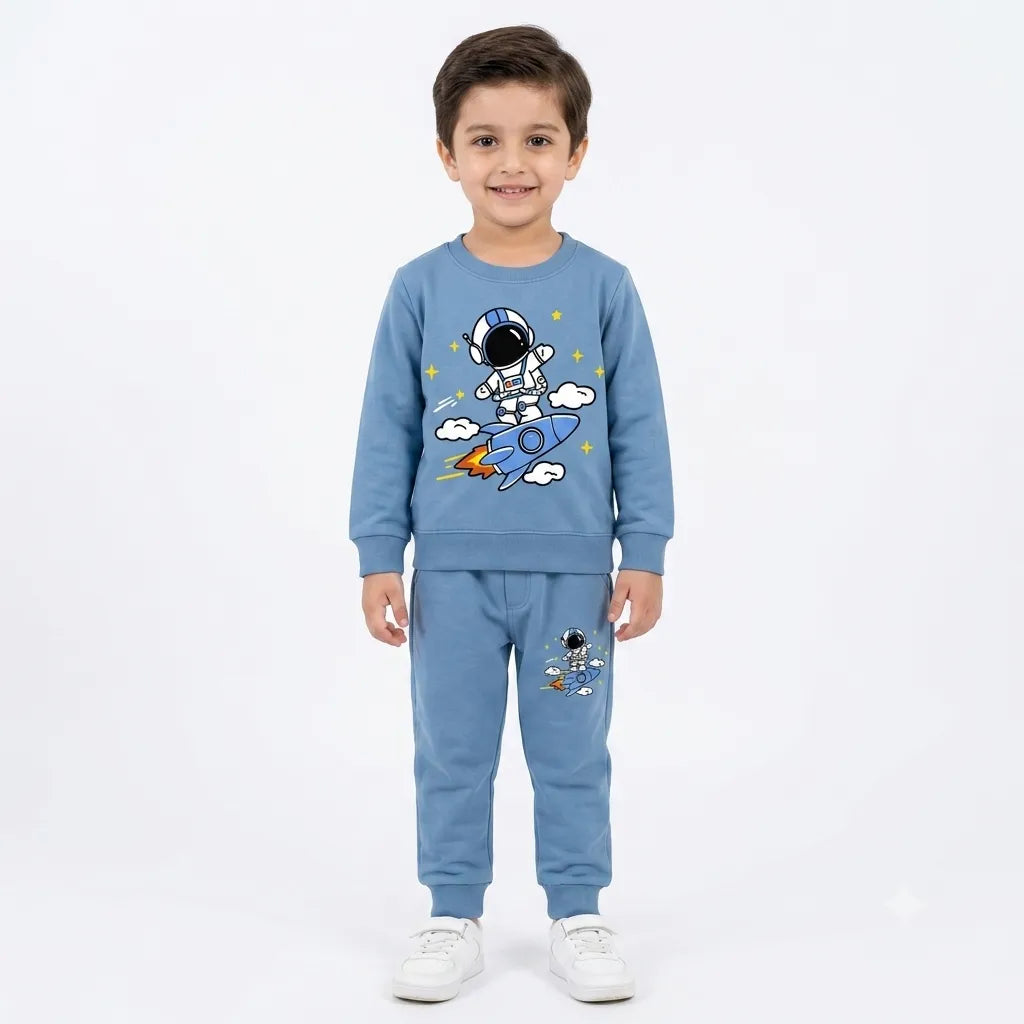 Boys Sky Blue Astronaut Space Rocket Winter Coord Set (2 Piece) - Size 1 - 12 Years