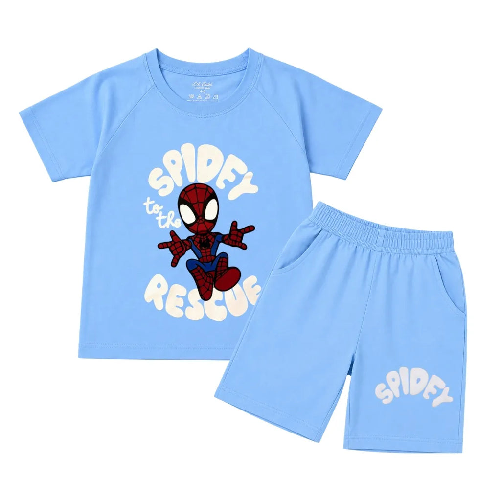 Boys Sky Blue Spidey Summer Coord Set (2 Piece) Age 1 - 12 Years