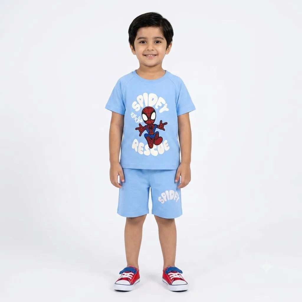 Boys Sky Blue Spidey Summer Coord Set (2 Piece) Age 1 - 12 Years