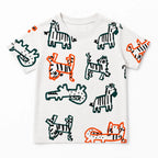 Boys white 14th August Animals summer coord set by lilcubspk, 2-piece outfit for ages 1 to 12 years featuring animal prints.