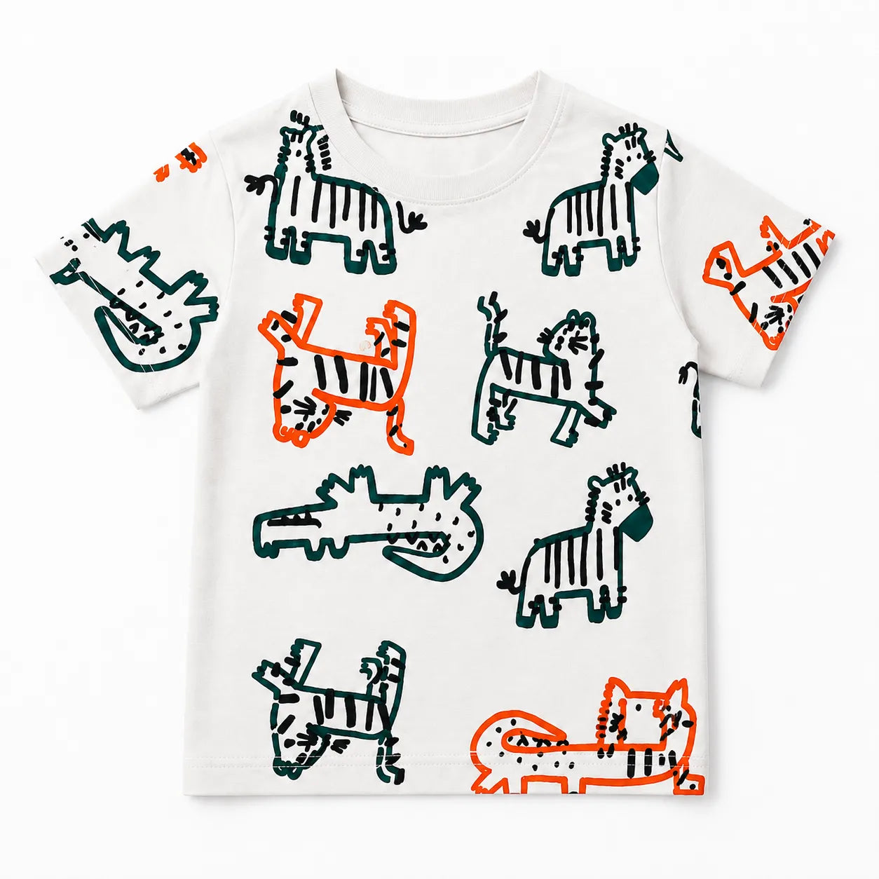 Boys White 14th August Animals Summer Coord Set (2 Piece) Age 1 - 12 Years