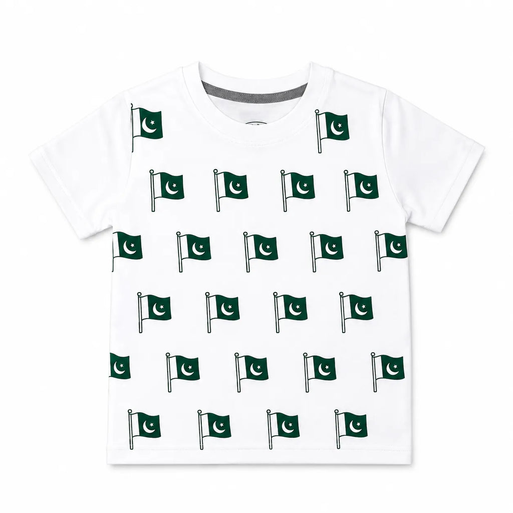Boys White 14th August Flag Summer Coord Set (2 Piece) Age 1 - 12 Years