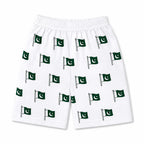 Boys white summer coord set with 14th August flag design, includes a t-shirt and shorts, for ages 1 to 12 years.