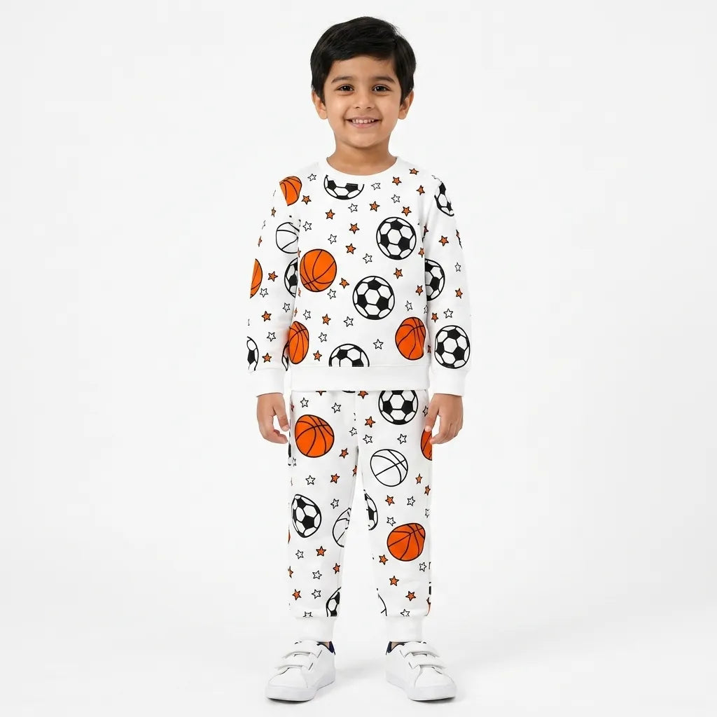 Boys White Football Winter Coord Set (2 Piece) - Size 1 - 12 Years