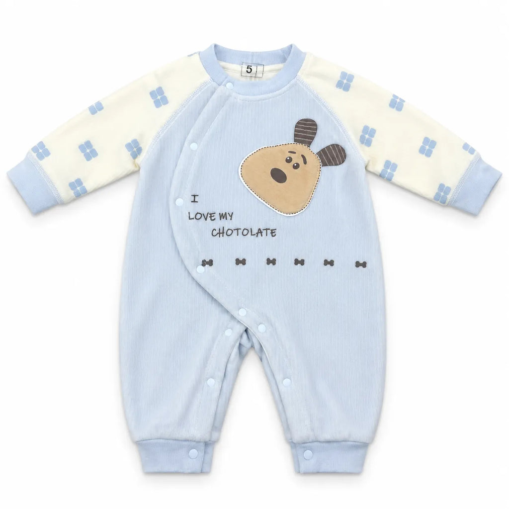 Boys Winter Imported Sky Blue Chocolate Romper (Size 0 - 6 Months)