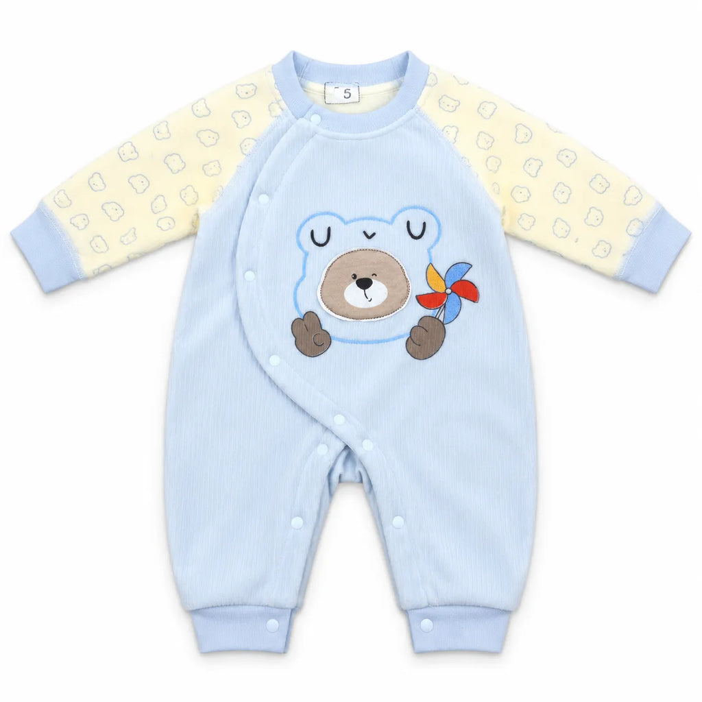Boys Winter Imported Sky Blue Panda Romper (Size 0 - 6 Months)