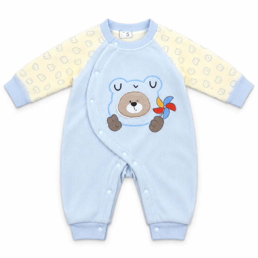 Boys Winter Imported Sky Blue Panda Romper (Size 0 - 6 Months)
