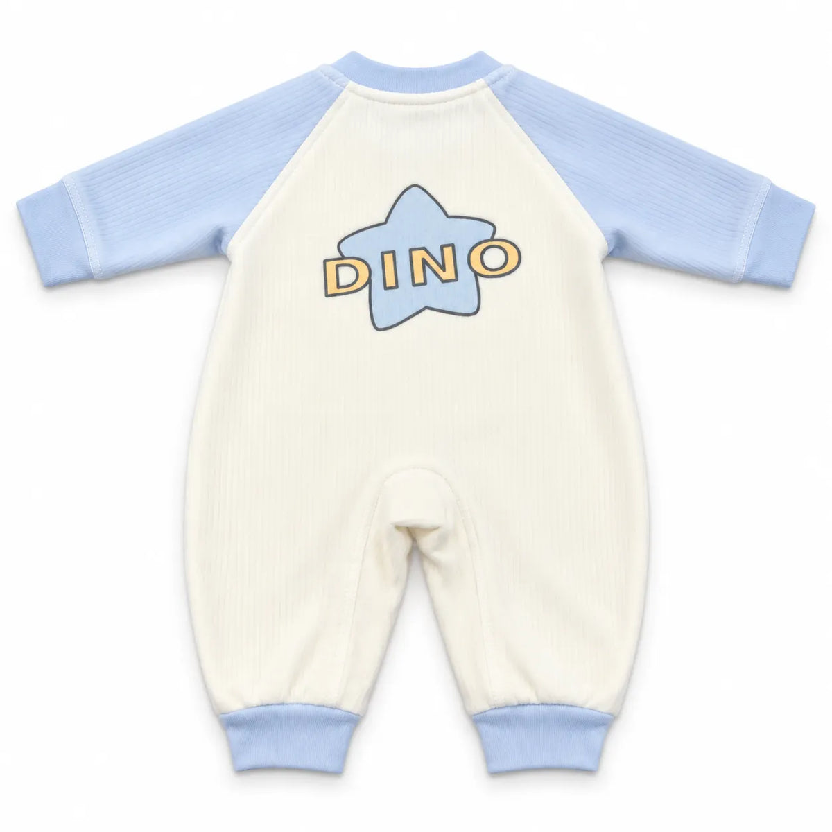 Boys Winter Imported Sky Blue & White Dino Romper (Size 0 - 6 Months)
