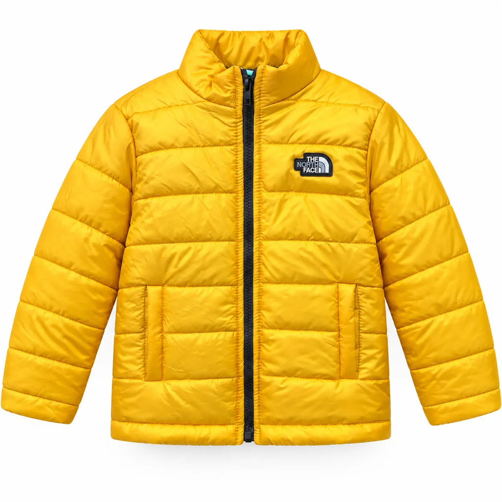 Boys Yellow Puffer Jacket – The North Face Print (Size 2 - 7 Years)
