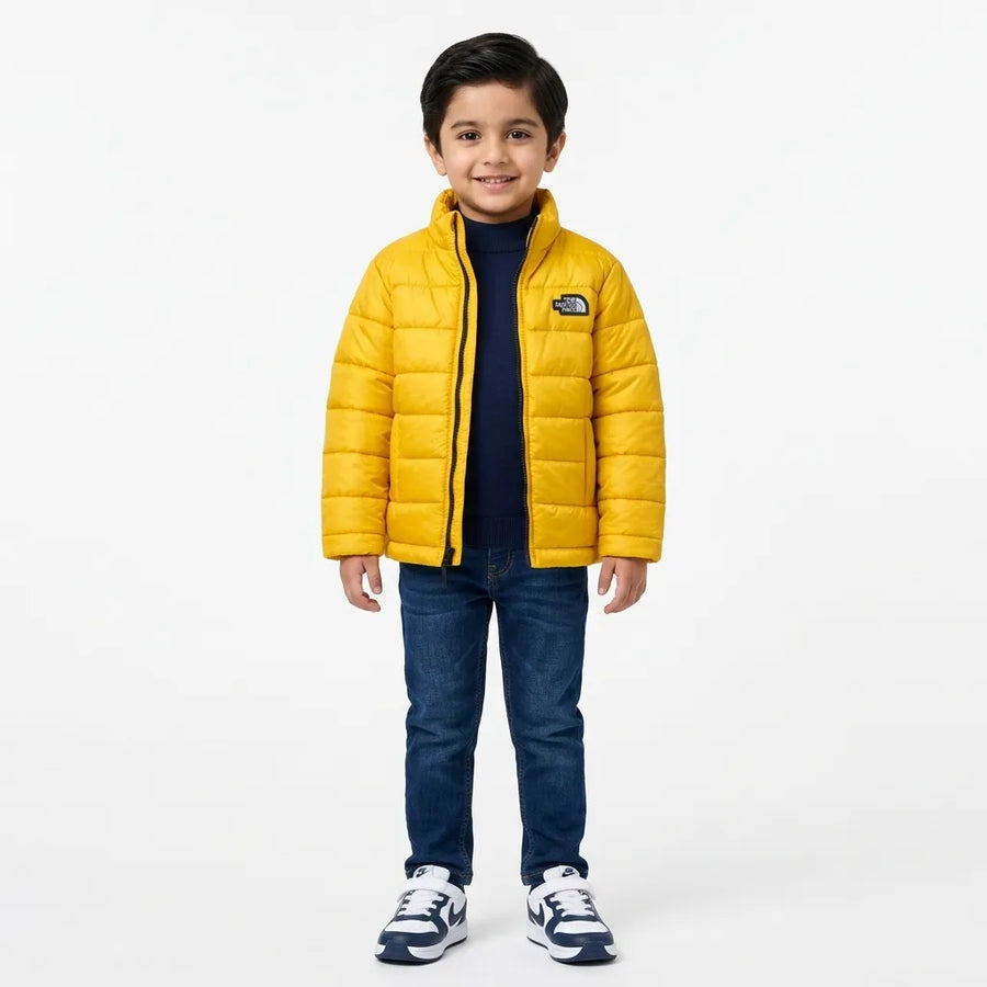 Boys Yellow Puffer Jacket – The North Face Print (Size 2 - 7 Years)