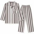 Brown and white striped cotton summer night suit for kids by Lil Cubs
