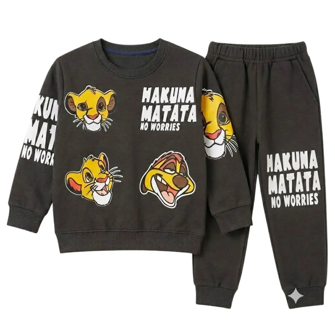 Boys Charcoal Grey Hakuna Matata Winter Coord Set (2 Piece) - Size 1 - 12 Years