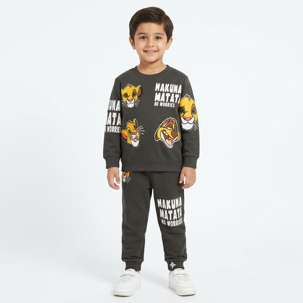 Boys Charcoal Grey Hakuna Matata Winter Coord Set (2 Piece) - Size 1 - 12 Years