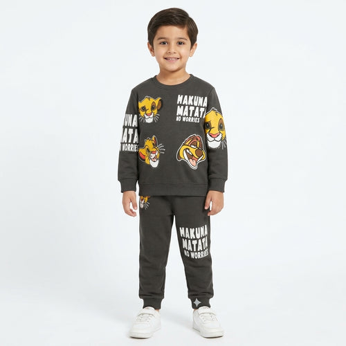 Boys Charcoal Grey Hakuna Matata Winter Coord Set (2 Piece) - Size 1 - 12 Years