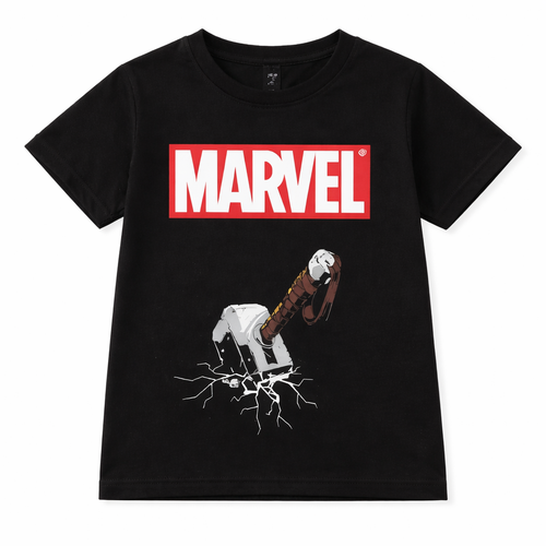 Black Marvel Thor boys' summer coord set for ages 2-12, featuring a graphic T-shirt and shorts from lilcubspk.