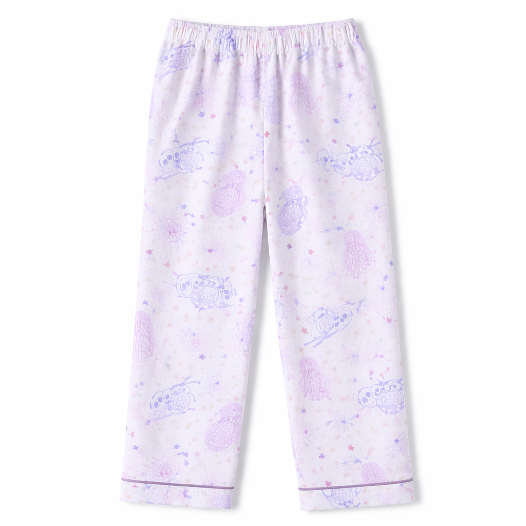 White snowman and girl print summer night suit for kids aged 5 to 12, made by lilcubspk, featuring playful winter-themed design.