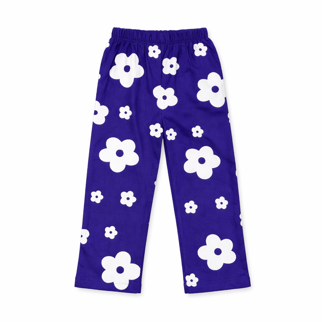 Girls Blue Summer Coord Set with Flower Print for Ages 1-12