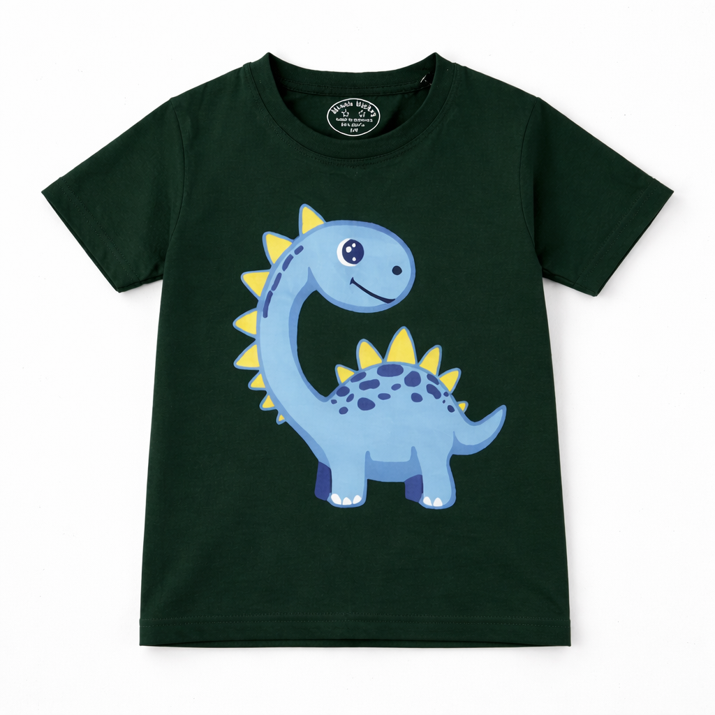 Dark green dino summer coord set for boys ages 1-12, featuring a matching top and shorts from lilcubspk.