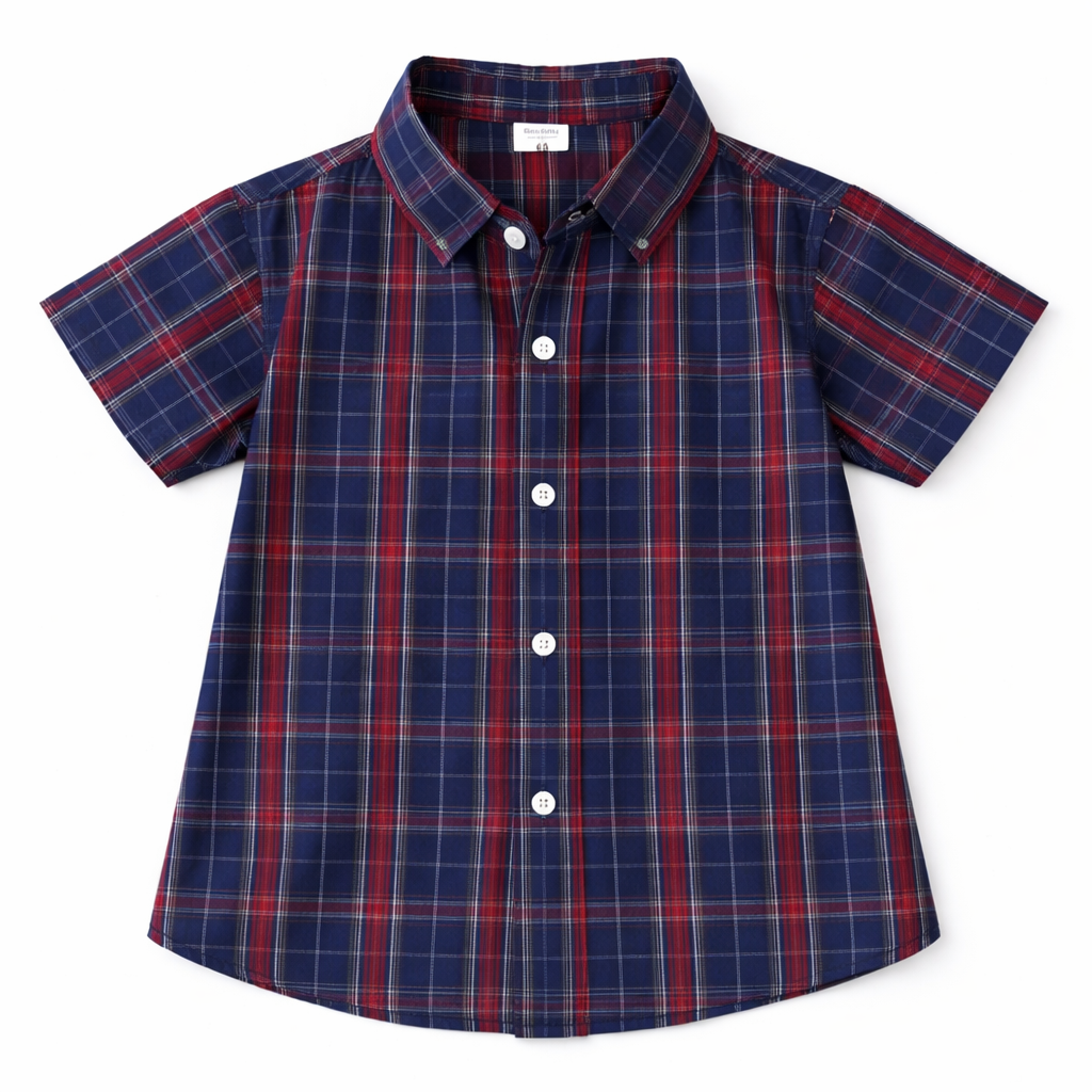Navy Blue Check 2 Piece Summer Coord Set for Boys (1 - 12 Years)