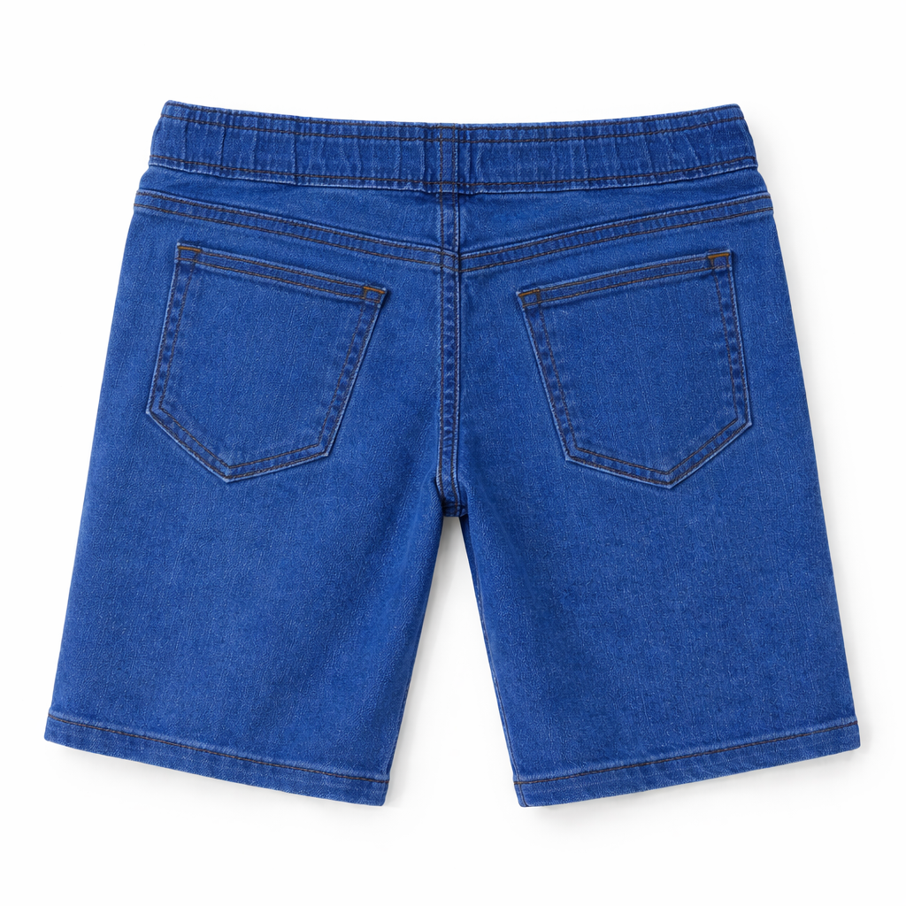 Boys denim shorts in various shades of blue by lilcubspk, featuring a classic cut and adjustable waistband for ages 9 months to 12 years.