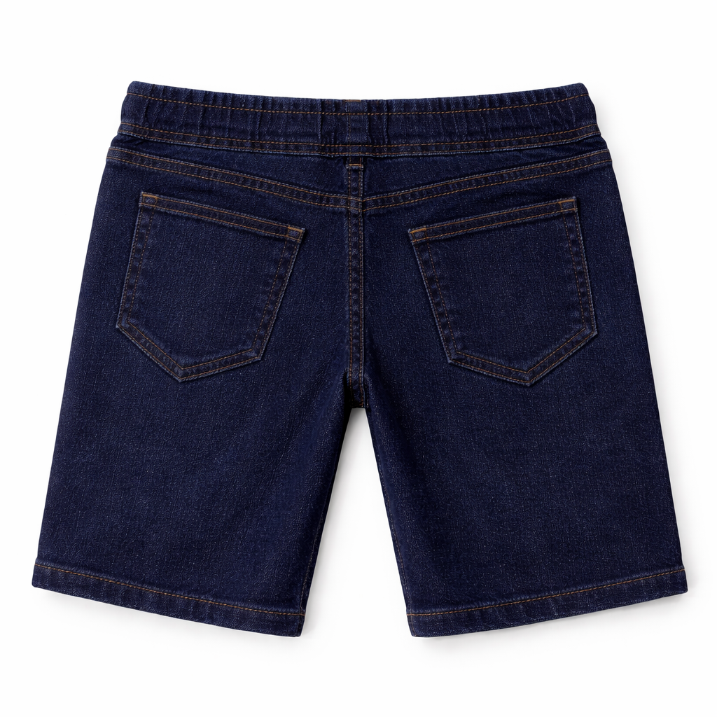 Set of three boys' blue denim shorts by lilcubspk for ages 9 months to 12 years, featuring casual classic denim style.