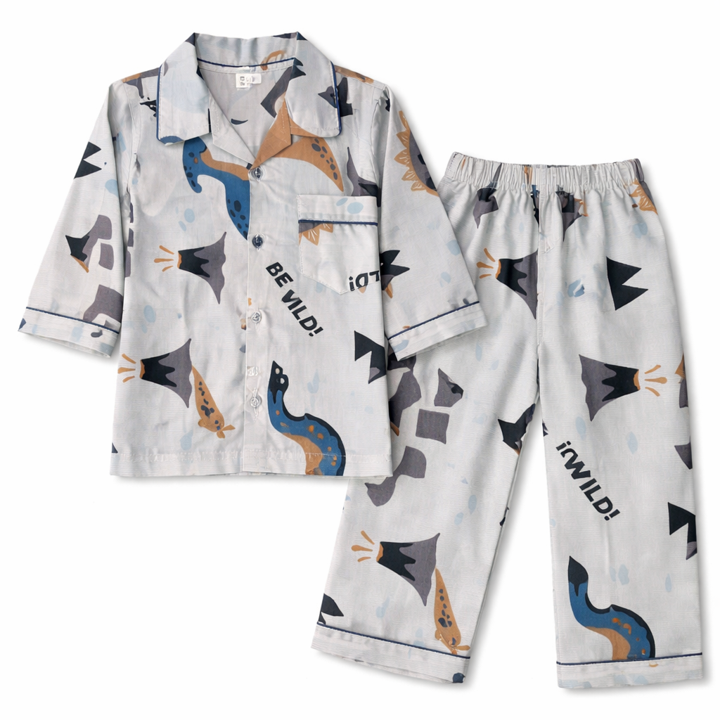 Summer Night Suit for Boys – Lava Print Cotton Pajamas (Size 1-4 Years)